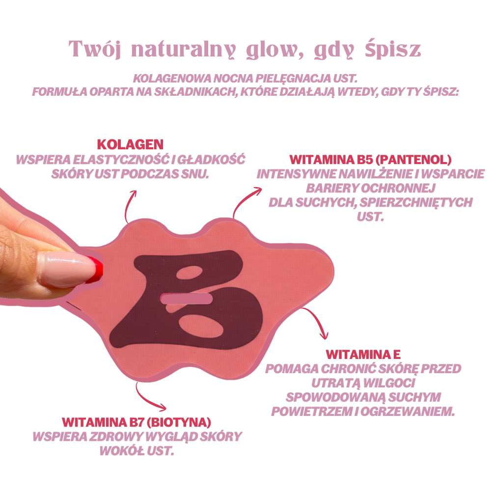 Glow in Bed z kolagenem — plastry na usta do spania (1 opakowanie)